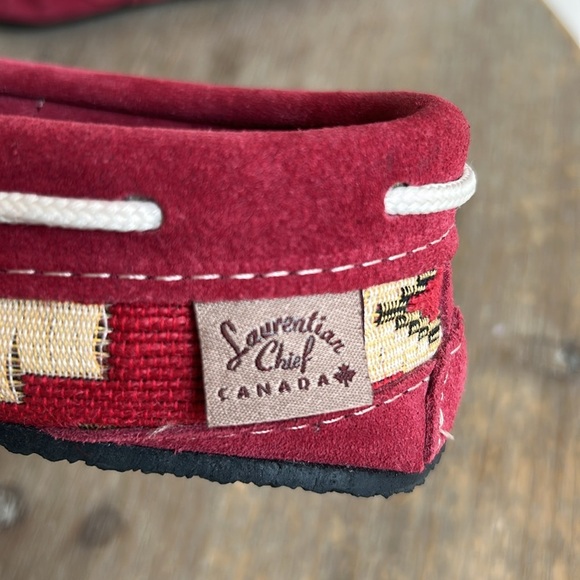 Laurentian Chief Original Moccasin Slippers Red Suede Leather Women Size 7 - Picture 7 of 15